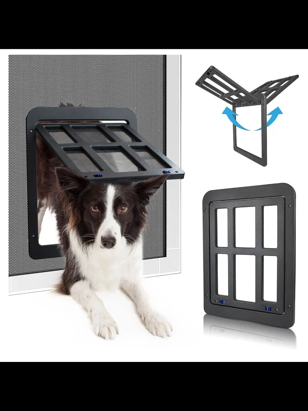 Magnetic Closure Screen Pet Door - Black